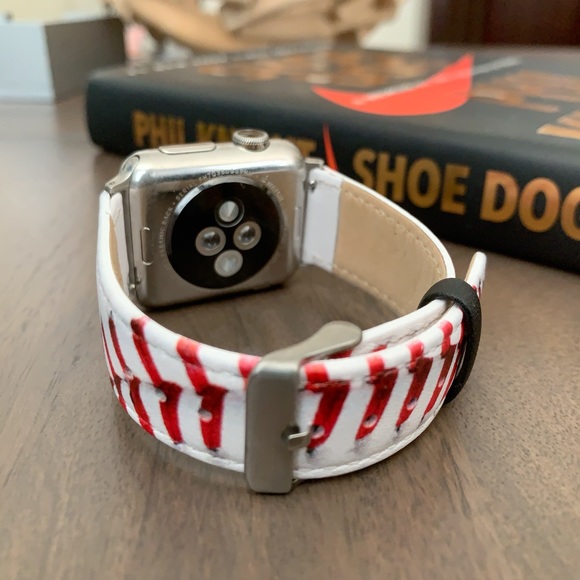 Genuine Leather Baseball Pattern Apple Watch Band - Picture 3 of 4